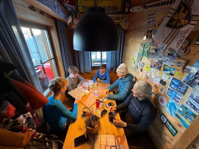 Cozy hut atmosphere with friends